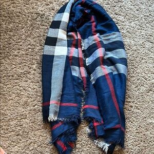 Chic Blue and Red Plaid Scarf